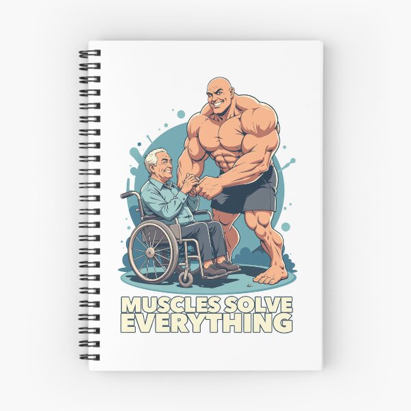 Item preview, Bodybuilder helping an old man:MUSCLES SOLVE EVERYTHING designed and sold by FortuneWildCat.