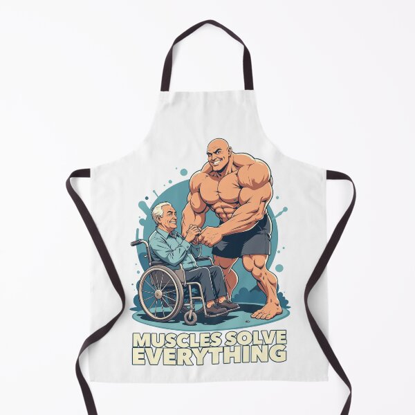 Item preview, Bodybuilder helping an old man:MUSCLES SOLVE EVERYTHING designed and sold by FortuneWildCat.