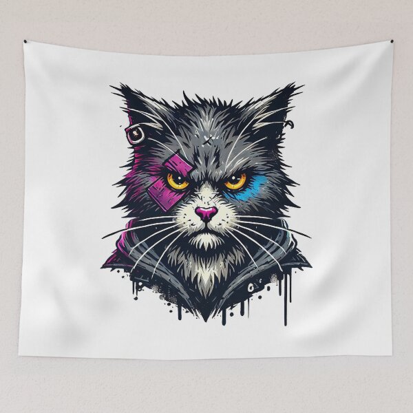 Item preview, Gato de graffiti urbano con actitud atrevida designed and sold by PsycheBrain.