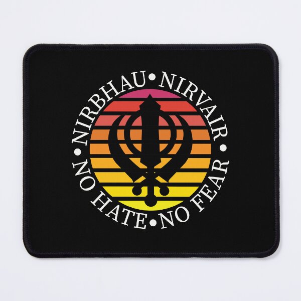 Item preview, Nirbhau Nirvair with khanda on a sunset background designed and sold by mindikr.