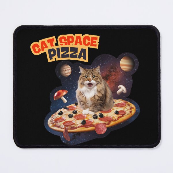 Item preview, Space Cat Pizza – Cosmic Cheesy Delight designed and sold by Vivid Art Zone.