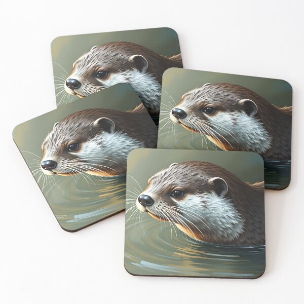 Item preview, River Otter Portrait Oil Painting Style River Animal designed and sold by kakarikihill.