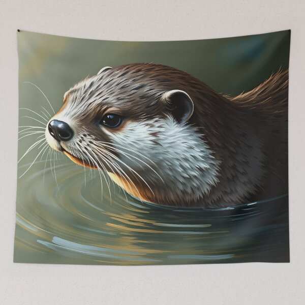 Item preview, River Otter Portrait Oil Painting Style River Animal designed and sold by kakarikihill.