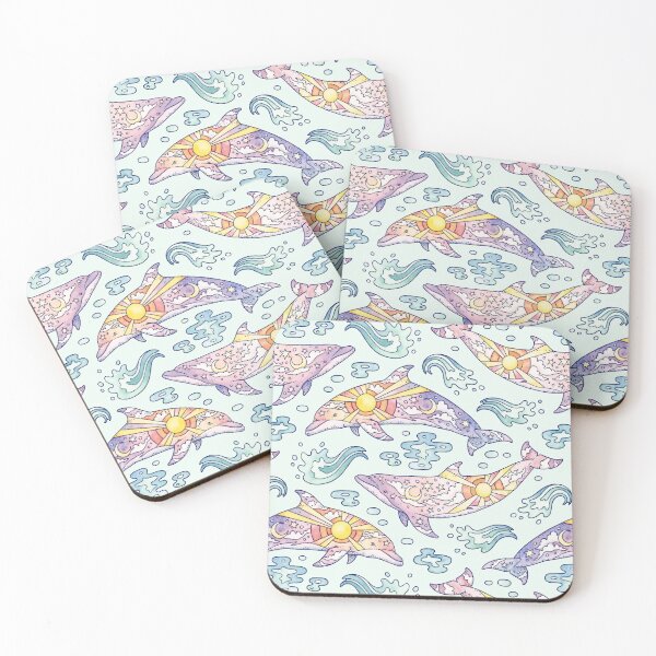 Item preview,  Daybreak Dolphins | Mint | Ocean Beach Watercolor designed and sold by OMEGAFAUNA.