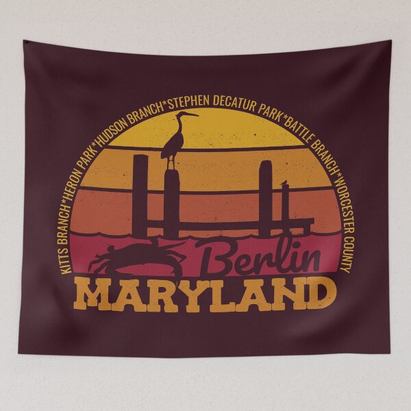 Item preview, Logotipo retro del orgullo local del atardecer en Berlín, Maryland designed and sold by CRHPOD20.
