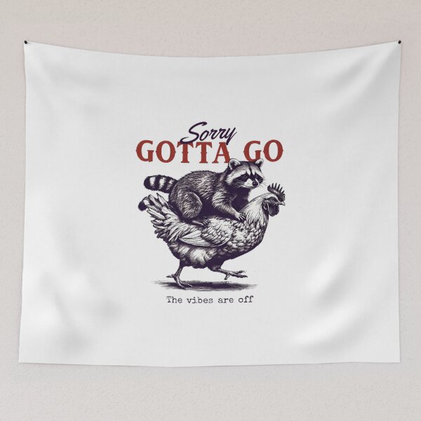 Item preview, Raccoon Riding a Chicken – Offbeat Vintage Aesthetic designed and sold by Colorful-Garden.