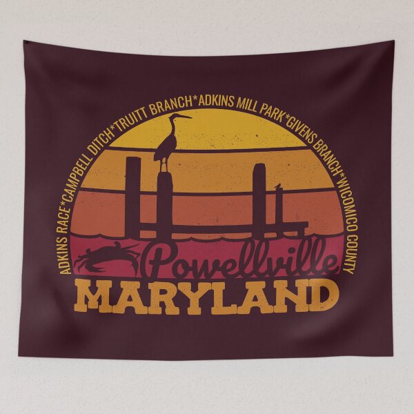Item preview, Logotipo retro del orgullo local al atardecer en Powellville, Maryland designed and sold by CRHPOD20.