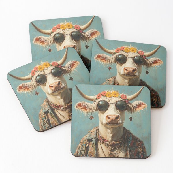 Item preview, 1960's Flower Power Hippie Cow - Animal Art designed and sold by Chrisjeffries24.