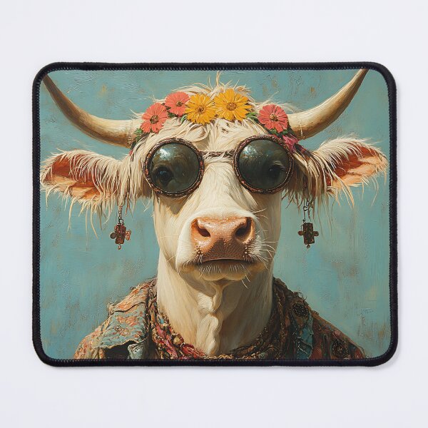 Item preview, 1960's Flower Power Hippie Cow - Animal Art designed and sold by Chrisjeffries24.