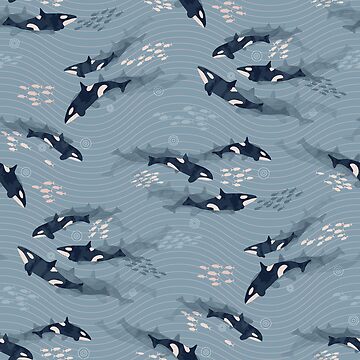 Legging Orca Killer Whale Patterin on Teal Blue Ocean