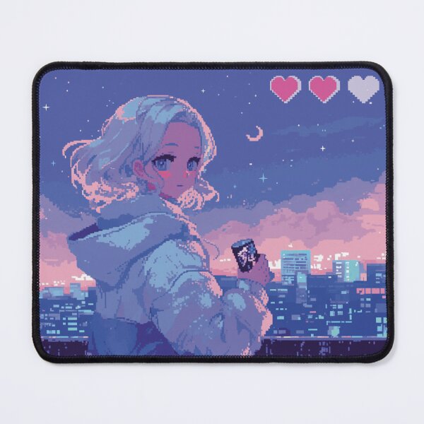 Item preview, Nostalgy pixel purple pink blue game designed and sold by Lialightart.