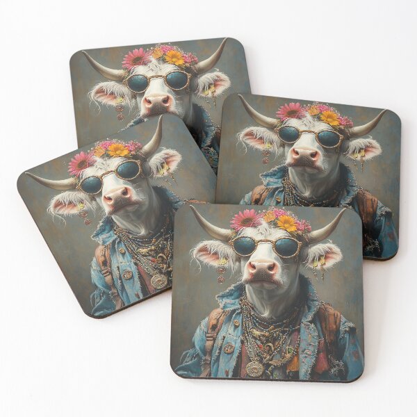 Item preview, 1960's Flower Power Hippie Cow - Animal Art designed and sold by Chrisjeffries24.