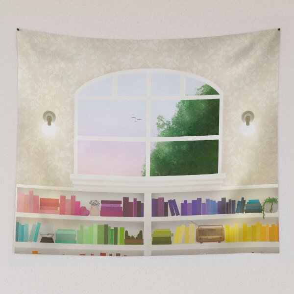 Item preview, Rainbow Library - Bookish Illustration designed and sold by Homebody Hobbyist.