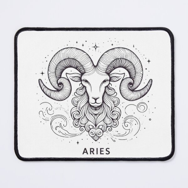 Item preview, Majestic Aries Ram Zodiac Line Art designed and sold by The Whimisical Bear.