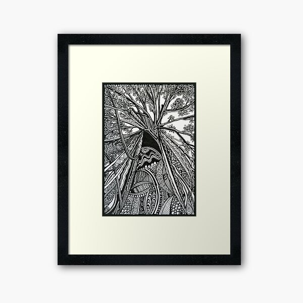 Regal Tree – Abstract Ink Perspective Drawing Framed Art Print