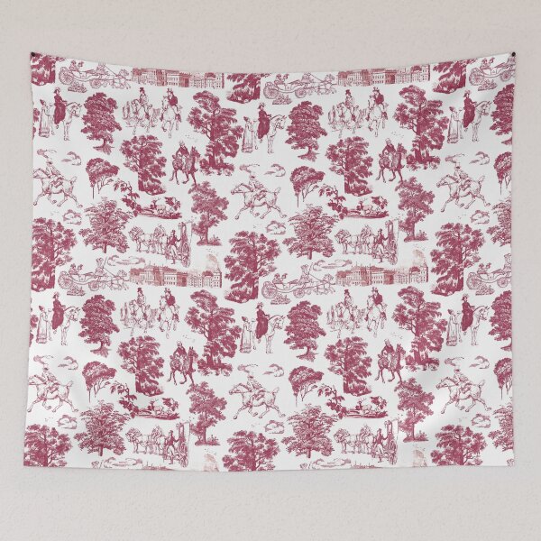 Item preview, Pride and Prejudice Horses Pink Toile Pattern designed and sold by tanjica.