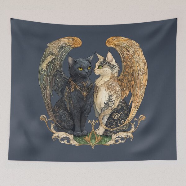 Item preview, Angel and Demon Cats designed and sold by wyntera.