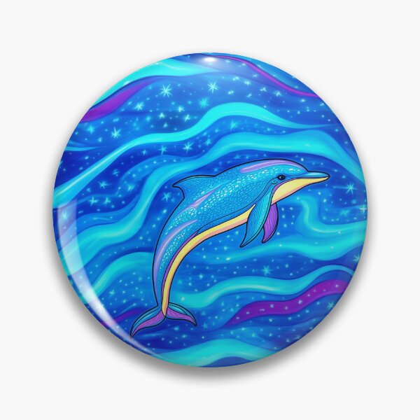 Item preview, Dolphin in Starry Waves Painting designed and sold by MagicalOceanArt.