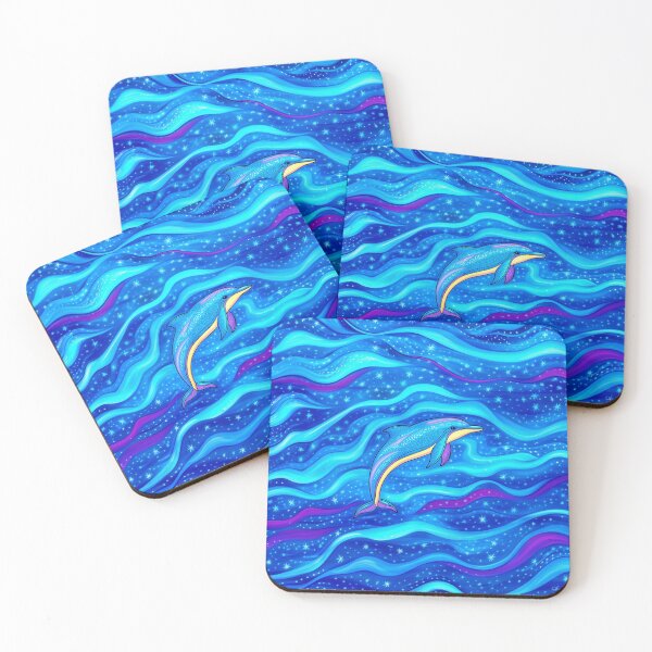Item preview, Dolphin in Starry Waves Painting designed and sold by MagicalOceanArt.