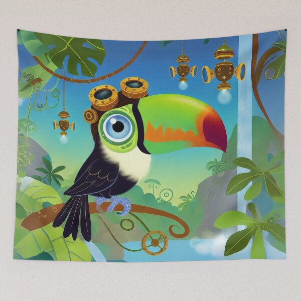 Item preview, Steampunk Keel-Billed Toucan in Jungle designed and sold by Sillytoe.