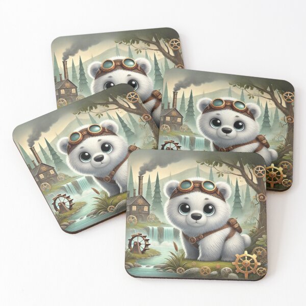 Item preview, Steampunk Kermode Bear in Mystical Forest designed and sold by Sillytoe.