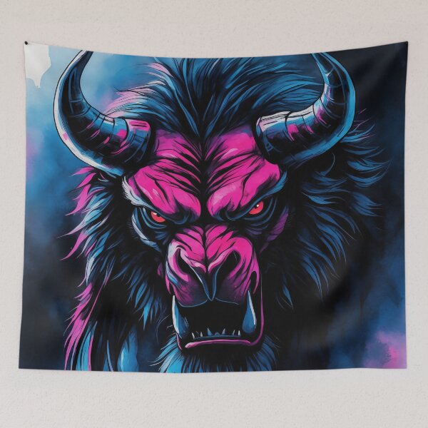 Item preview, Neon Demon Beast Illustration Dark Fantasy Glowing Eyes designed and sold by ArtComixHaven.