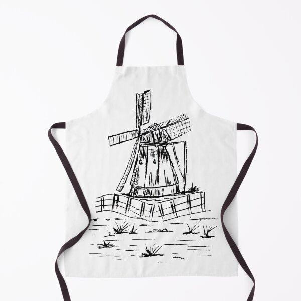 Item preview, Black and white sketch of a Dutch Windmill designed and sold by pfc-art.