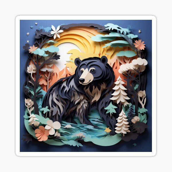 Item preview, Bear in the Paper Woods designed and sold by tiltshiftearth, contemplative art.