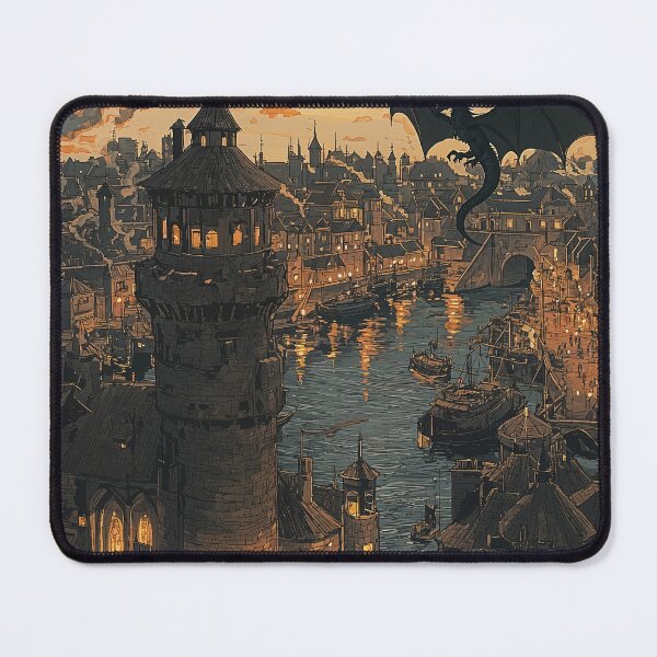 Item preview, The Twilight Dragon Over the Harbor City designed and sold by oanaunciuleanu.