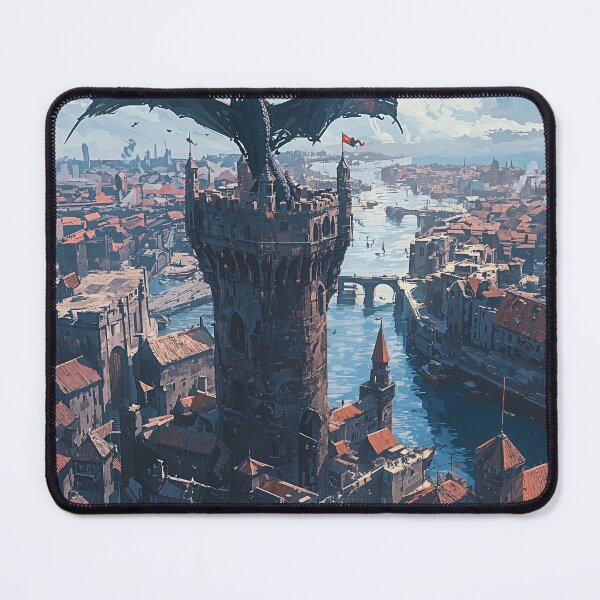 Item preview, The Twilight Dragon Over the Harbor City designed and sold by oanaunciuleanu.