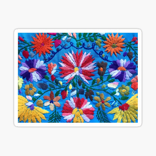 Red & White Mexican Flowers Sticker