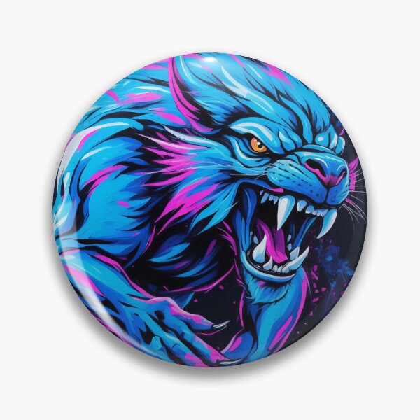Item preview, Electric Panther Beast  Neon Blue Magenta Digital Art designed and sold by ArtComixHaven.