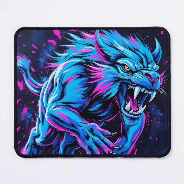 Item preview, Electric Panther Beast  Neon Blue Magenta Digital Art designed and sold by ArtComixHaven.