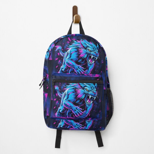 Item preview, Electric Panther Beast Neon Blue Magenta Digital Art designed and sold by ArtComixHaven.