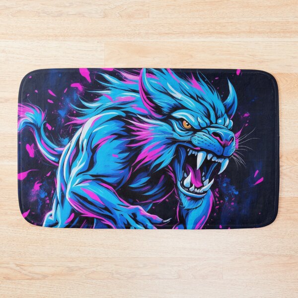 Item preview, Electric Panther Beast  Neon Blue Magenta Digital Art designed and sold by ArtComixHaven.