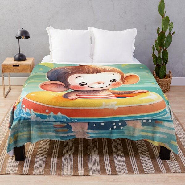 Item preview, Cute Monkey Floats in the Water designed and sold by Niko Pantele.