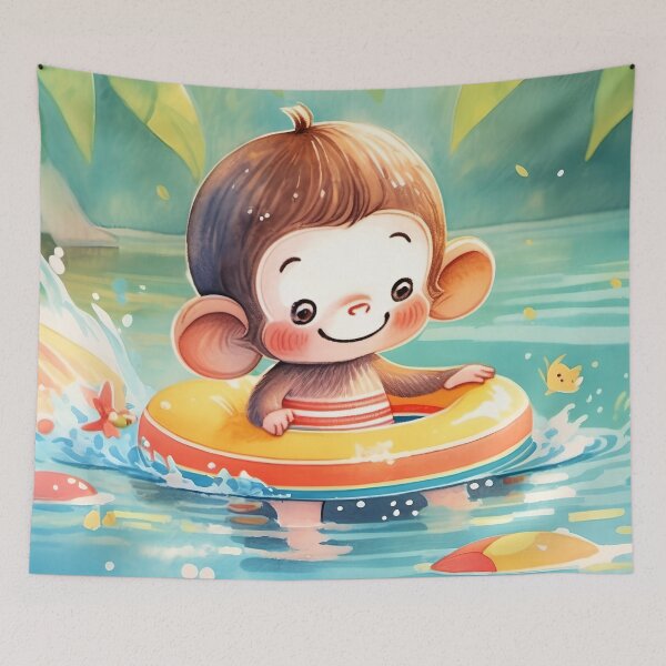 Item preview, Cute Monkey Floats in the Water designed and sold by Niko Pantele.