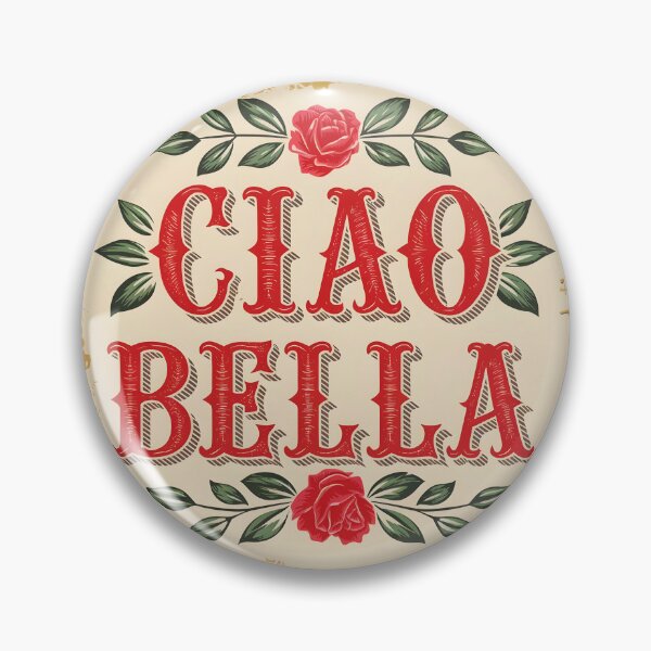 Item preview, Ciao Bella Italian text in rose old styled framed design designed and sold by EmeraldeaArt.