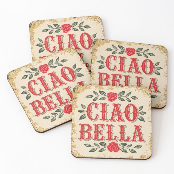 Item preview, Ciao Bella Italian text in rose old styled framed design designed and sold by EmeraldeaArt.