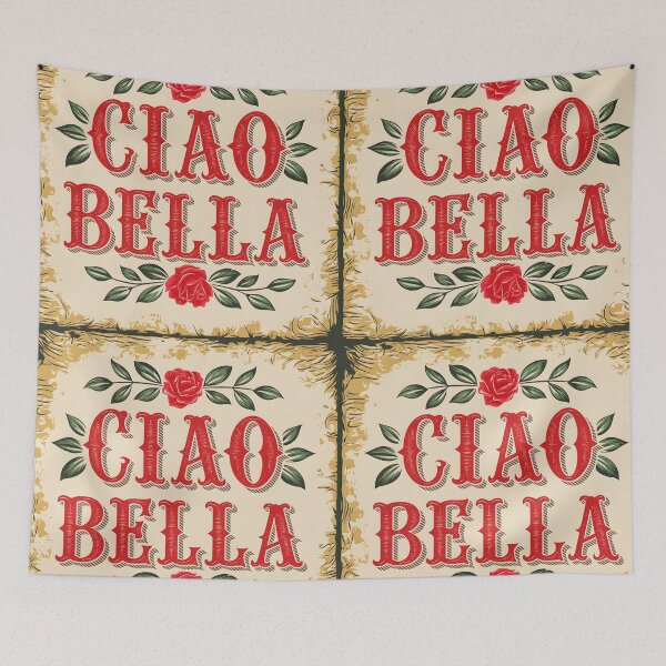 Item preview, Ciao Bella Italian text in rose old styled framed design designed and sold by EmeraldeaArt.