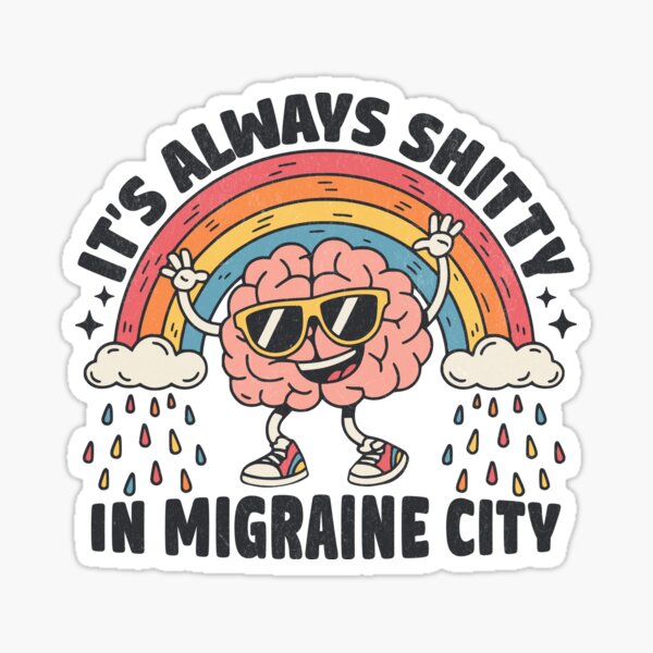 Vista previa del artículo con la obra «En la ciudad de la migraña siempre hace una mierda - Groovy Rainbow», diseñado y vendido por beansterp.