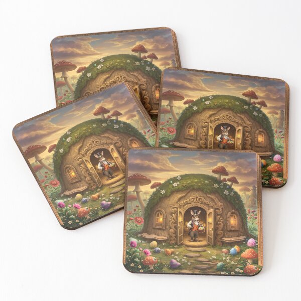 Item preview, Easter Bunny Meme House Earth Shelter Easter Eggs Borough Baroque Celtic Flowers Cute Romantasy Fantasy designed and sold by TheTimeTaxi.