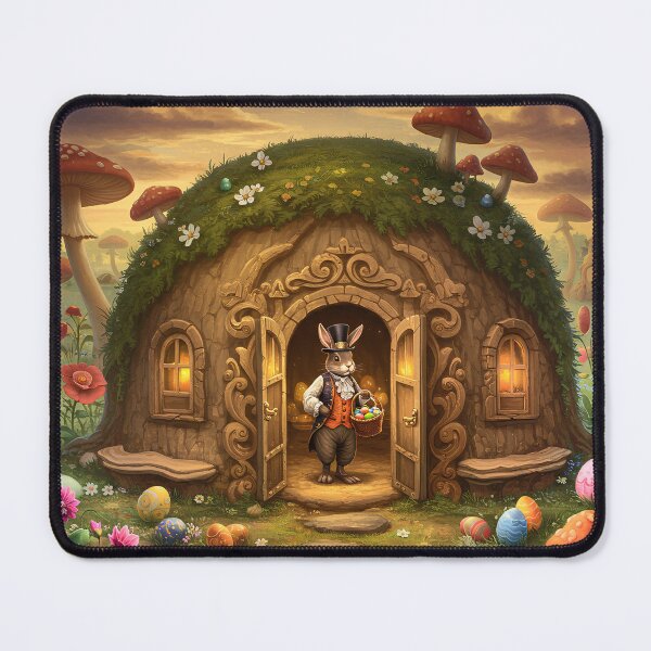 Item preview, Easter Bunny Meme House Earth Shelter Easter Eggs Borough Baroque Celtic Flowers Cute Romantasy Fantasy designed and sold by TheTimeTaxi.