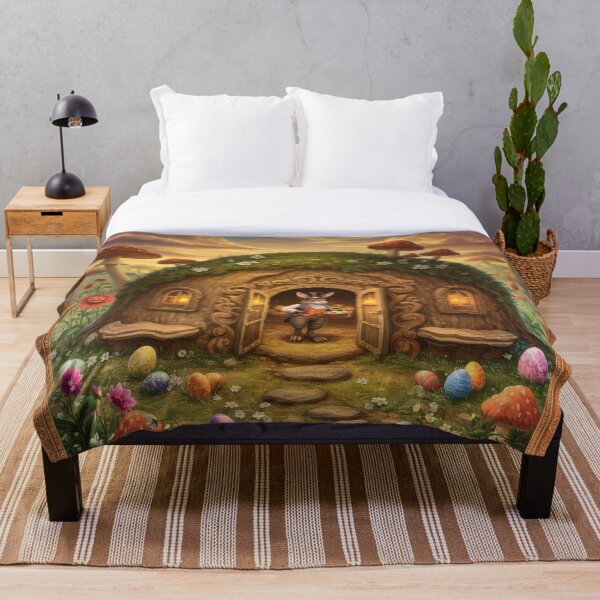 Item preview, Easter Bunny Meme House Earth Shelter Easter Eggs Borough Baroque Celtic Flowers Cute Romantasy Fantasy designed and sold by TheTimeTaxi.