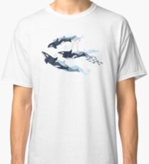 Orca in Motion / blush ocean pattern Classic T-Shirt