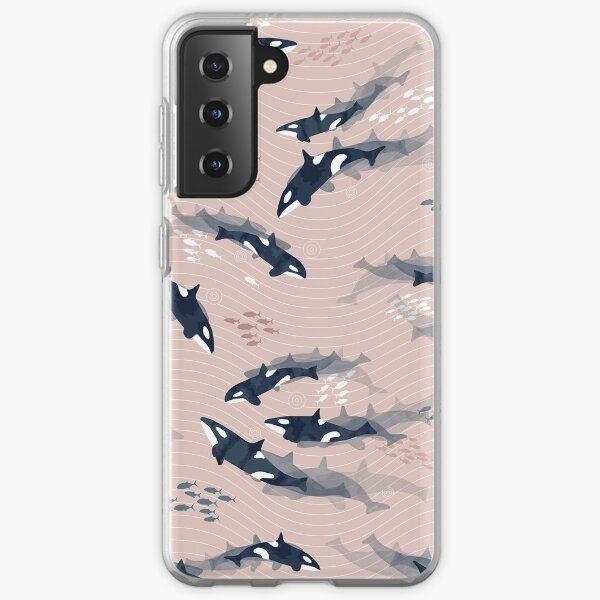 Orca in Motion / blush ocean pattern Samsung Galaxy Soft Case