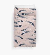 Orca in Motion / blush ocean pattern Duvet Cover