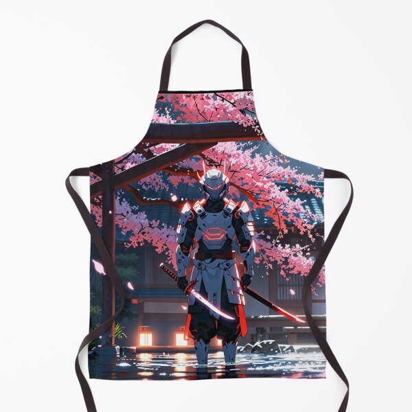 Item preview, Cybernetic Samurai in Water – Neon Tech Warrior designed and sold by ShadowTek.