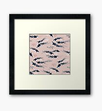 Orca in Motion / blush ocean pattern Framed Print