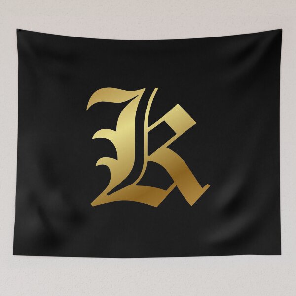 Item preview, Capital Letter K - Foil Gold Effect Gothic Blackletter Script / Old English Font designed and sold by STUDIO-72.